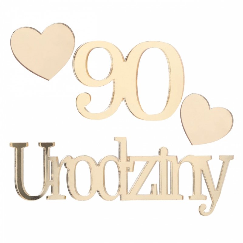 Napis Urodziny+90 Serca [10kompletów]