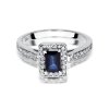 Pierścionek złoty 585 z brylantami 0,22ct szafirem 0,60ct W-422