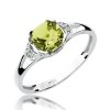 Pierścionek złoty 585 z brylantami 0,01ct oliwinem 1,00ct W-40