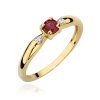 Pierścionek złoty 585 z brylantami 0,01ct rubinem 0,15ct BC-025