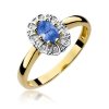 Pierścionek złoty 585 z brylantami 0,07ct tanzanitem 0,40ct W-304