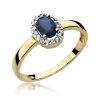 Pierścionek złoty 585 z brylantami 0,08ct szafirem 0,70ct W-330