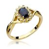 Pierścionek złoty 585 z brylantami 0,12ct szafirem 0,70ct W-182