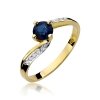 Pierścionek złoty 585 z brylantami 0,05ct szafirem 0,50ct W-84