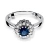 Pierścionek złoty 585 z brylantami 0,17ct szafirem 0,50ct W-284