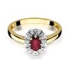 Pierścionek złoty 585 z brylantami 0,07ct rubinem 0,60ct W-304
