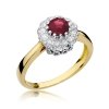 Pierścionek złoty 585 z brylantami 0,17ct rubinem 0,60ct W-284