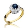 Pierścionek złoty 585 z brylantami 0,17ct szafirem 0,50ct W-284