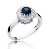 Pierścionek złoty 585 z brylantami 0,17ct szafirem 0,50ct W-284