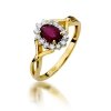 Pierścionek złoty 585 z brylantami 0,12ct rubinem 0,60ct W-182
