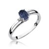 Pierścionek złoty 585 z brylantami 0,03ct szafirem 0,70ct W-68