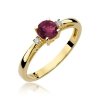 Pierścionek złoty 585 z brylantami 0,03ct rubinem 0,60ct W-10