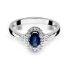 Pierścionek złoty 585 z brylantami 0,10ct szafirem 0,70ct W-312