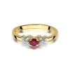 Pierścionek złoty 585 z brylantami 0,02ct rubinem 0,15ct W-414
