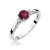 Pierścionek złoty 585 z brylantami 0,03ct rubinem 0,60ct W-10