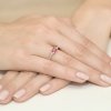 Pierścionek złoty 585 z brylantami 0,03ct rubinem 0,80ct W-105