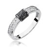 Pierścionek złoty 585 z czarnymi i białymi brylantami 0,19ct W-297