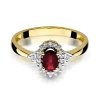 Pierścionek złoty 585 z brylantami 0,10ct rubinem 0,60ct W-312