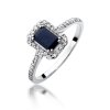 Pierścionek złoty 585 z brylantami 0,19ct szafirem 0,60ct W-403