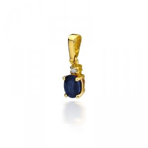 Zawieszka złota 585 z szafirem 0,7ct brylantem Z-1