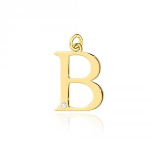 Zawieszka złota 585 literka litera B z brylantem 0,005ct 