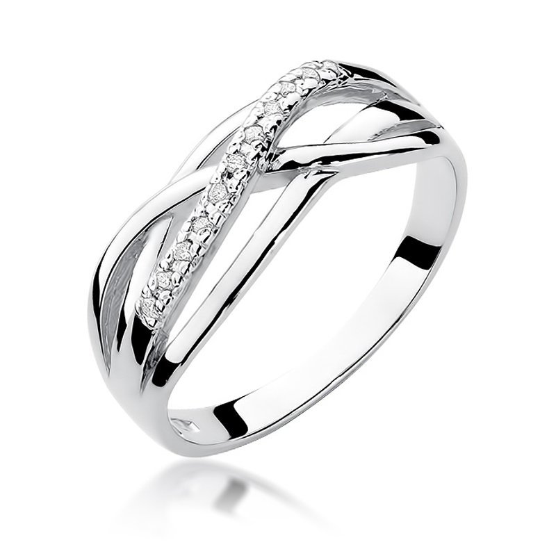 Pierścionek złoty 585 z brylantami 0,10ct obrączka W-157