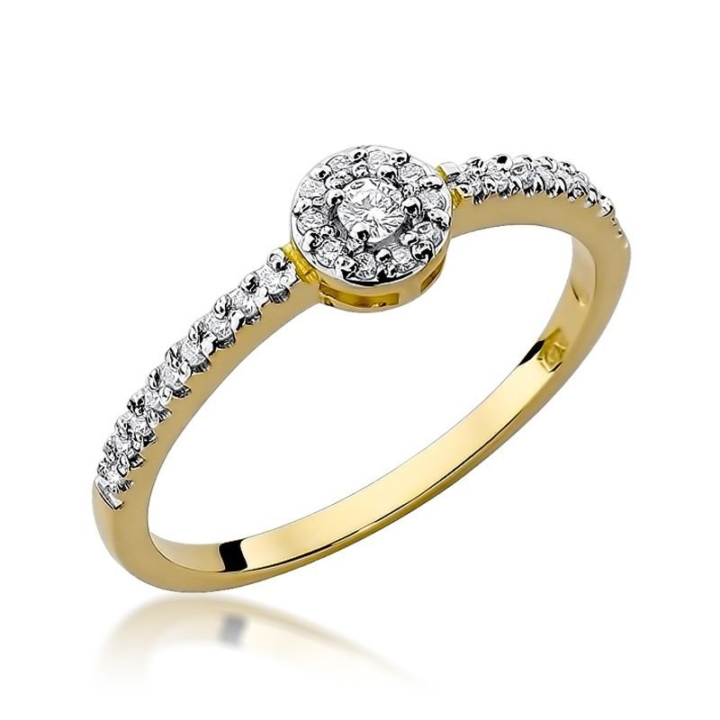 Pierścionek złoty 585 z brylantami 0,19ct zaręczynowy W-273