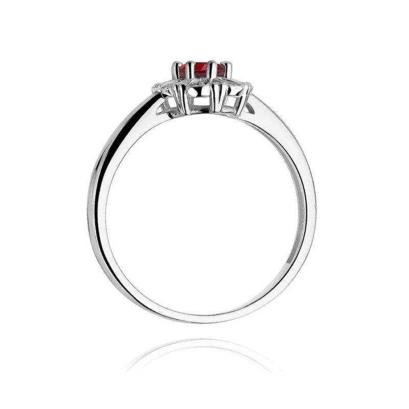 Pierścionek złoty 585 z brylantami 0,07ct rubinem 0,60ct W-304