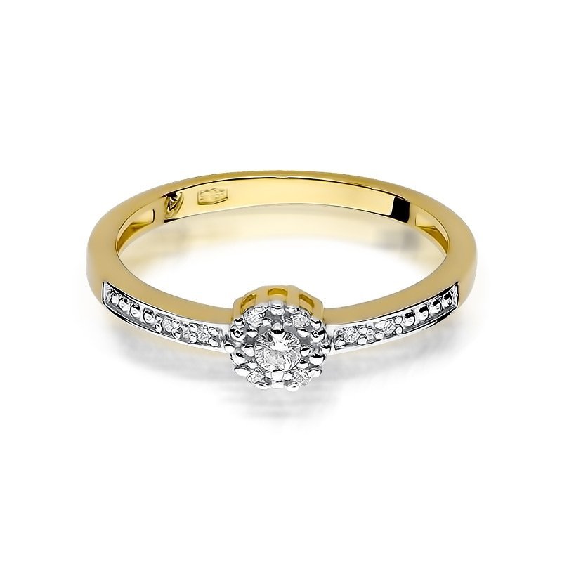 Pierścionek złoty 585 z brylantami 0,09ct zaręczynowy W-91