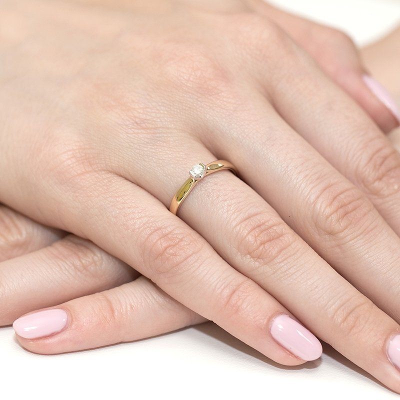 Pierścionek złoty 585 z brylantem 0,30ct W-223b zaręczynowy