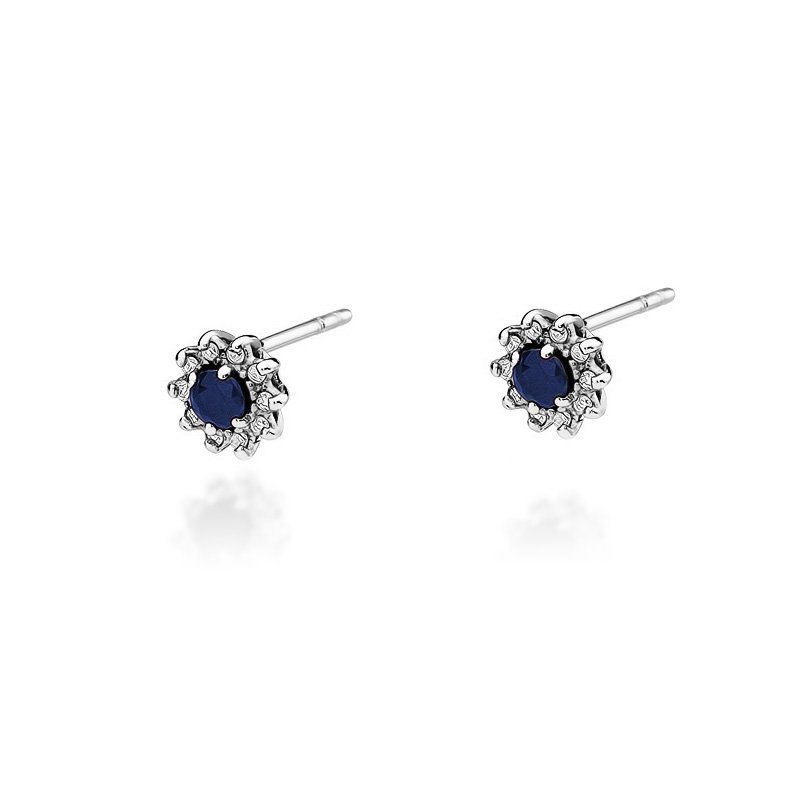 Kolczyki złote 585 z szafirem 0,3ct brylantami KO-1
