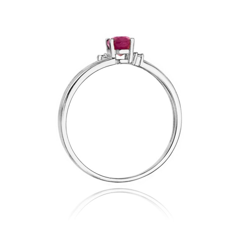 Pierścionek złoty 585 z brylantami 0,03ct rubinem 0,60ct W-68