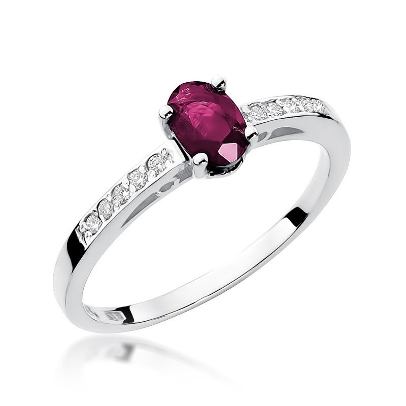 Pierścionek złoty 585 z tanzanitem 0,40ct brylantami 0,05ct zaręczynowy W-67