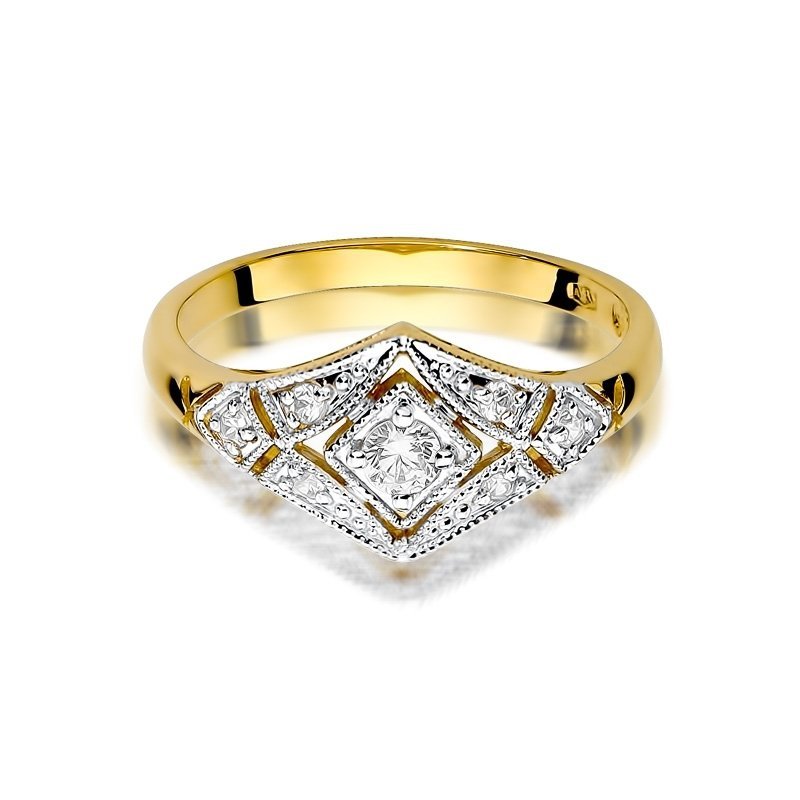 Pierścionek złoty 585 z brylantami 0,19ct zaręczynowy W-412