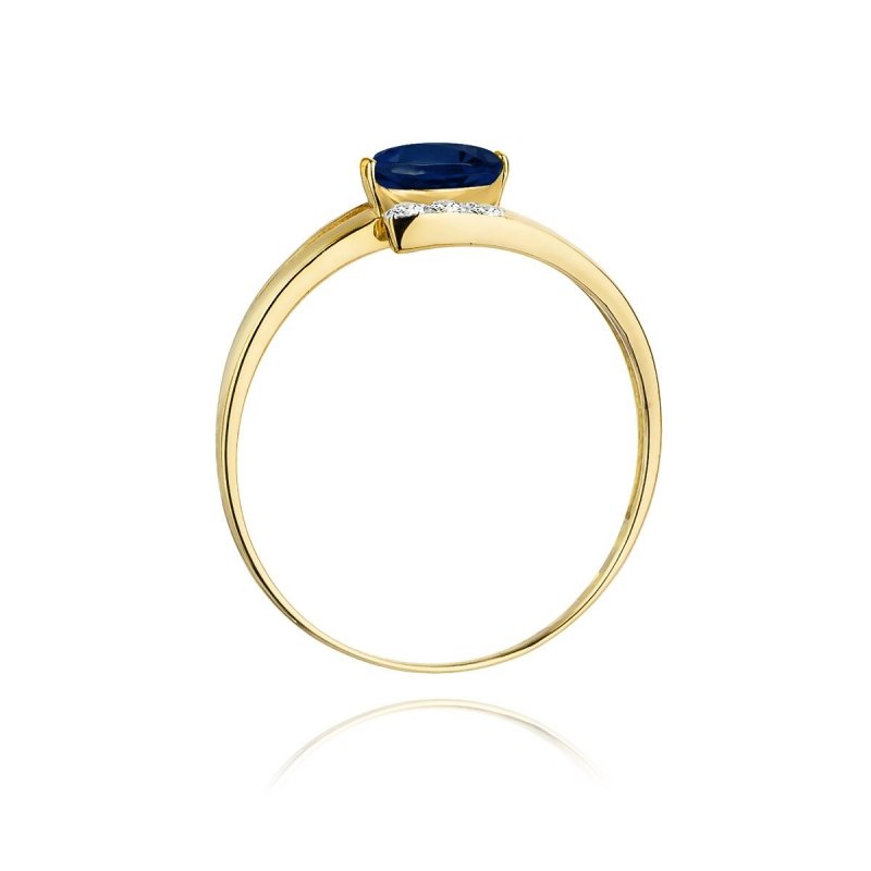 Pierścionek złoty 585 z brylantami 0,05ct szafirem 0,70ct W-119