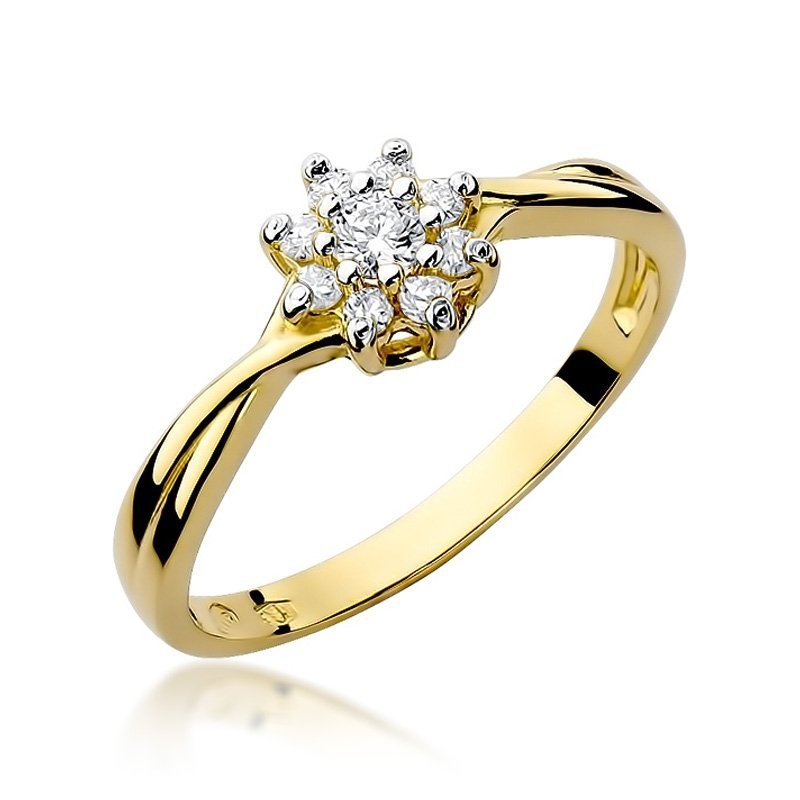 Pierścionek złoty 585 brylantami 0,22ct zaręczynowy W-72