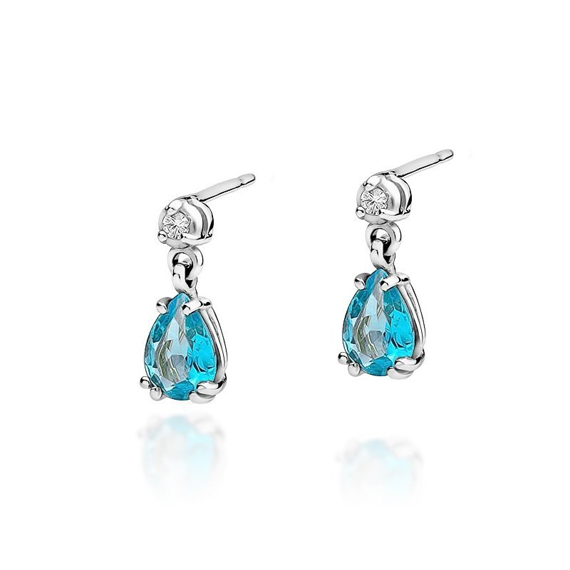 Kolczyki złote 585 z topazem 1,8ct brylantami 0,04ct KO-6