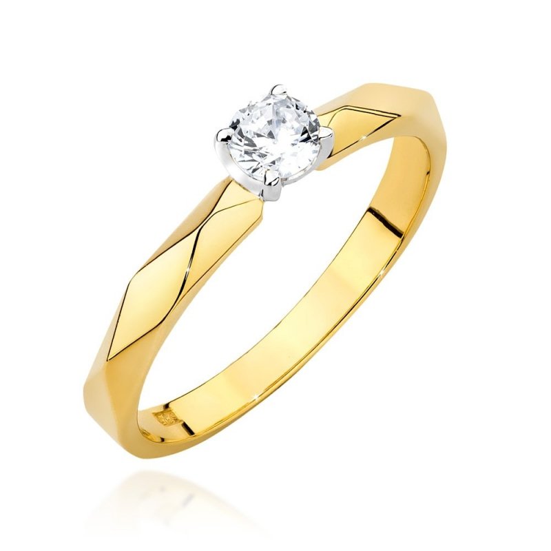 Pierścionek złoty 585 z brylantem 0,15ct zaręczynowy W-484
