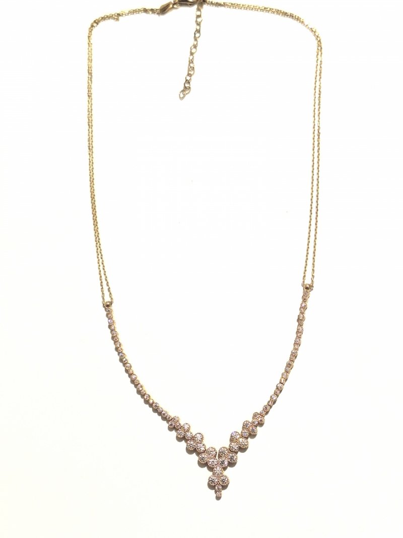 ZŁOTY NASZYJNIK 585 OZDOBNY 6,95g CYRKONIE