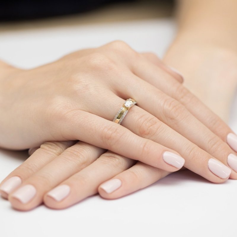 Pierścionek złoty 585 z brylantami 0,45ct W-356 zaręczynowy