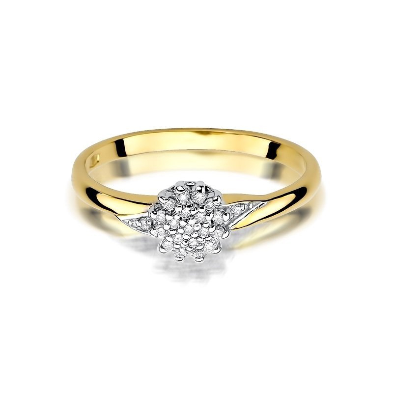 Pierścionek złoty 585 z brylantami 0,11ct zaręczynowy W-419