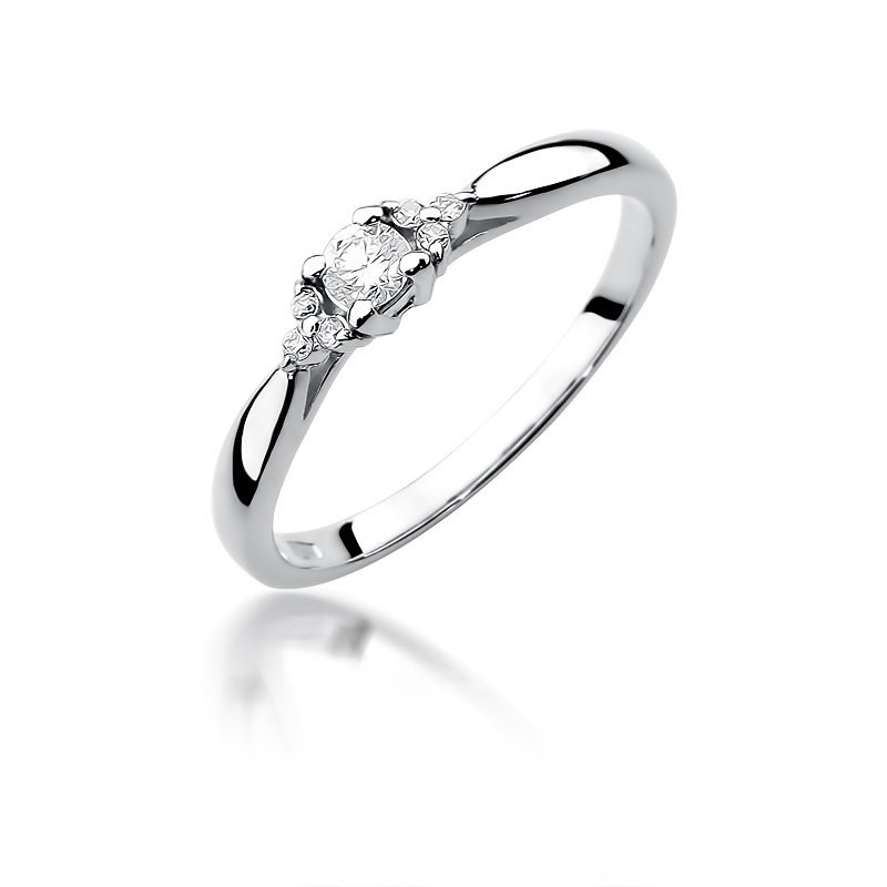 Pierścionek złoty 585 z brylantami 0,13ct zaręczynowy W-428