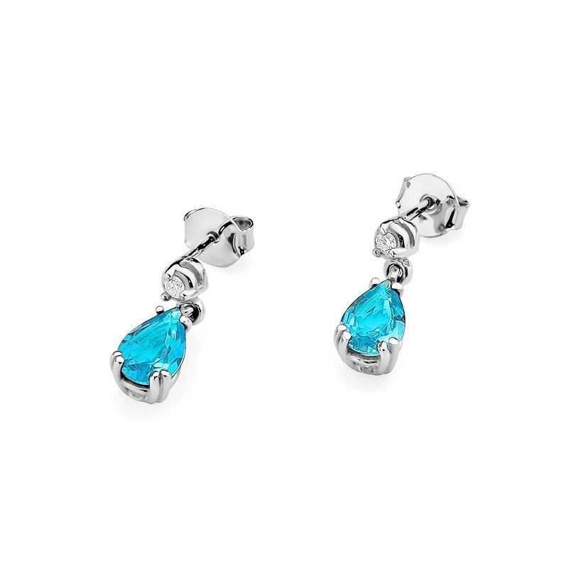 Kolczyki złote 585 z topazem 1,8ct brylantami 0,04ct KO-6