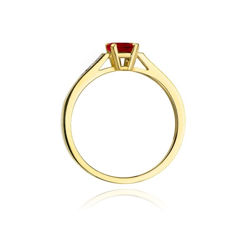 Pierścionek złoty 585 z brylantami 0,04ct rubinem 0,80ct W-78