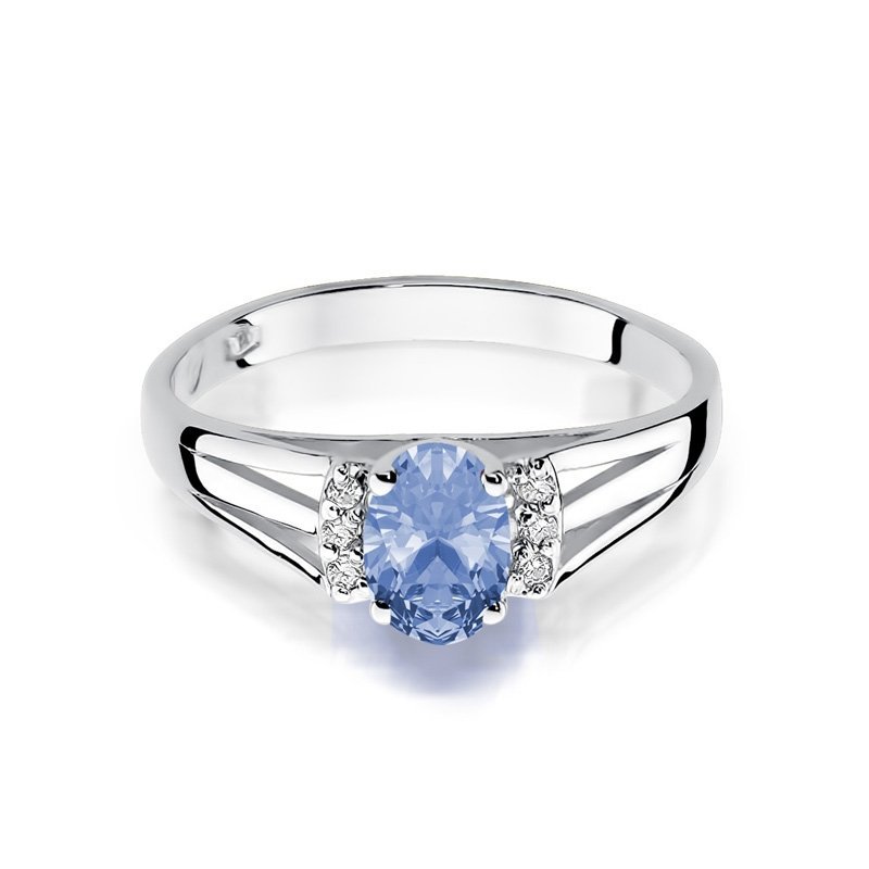 Pierścionek złoty 585 z brylantami 0,05ct tanzanitem 0,40ct W-5