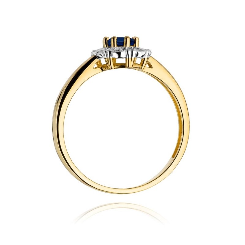 Pierścionek złoty 585 z brylantami 0,07ct szafirem 0,70ct W-304