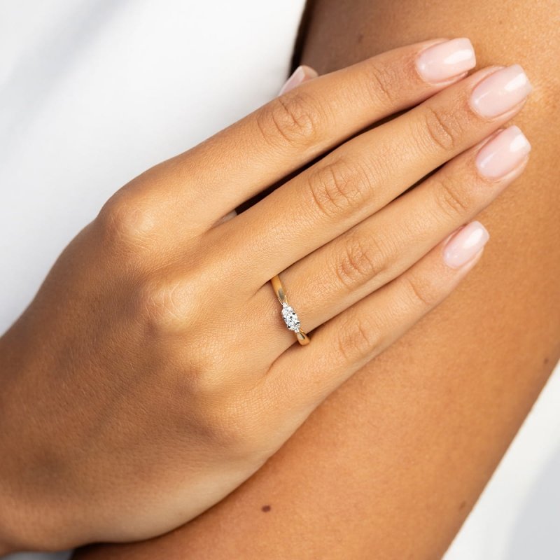 Pierścionek złoty 585 diament laboratoryjny 0,13ct W0428