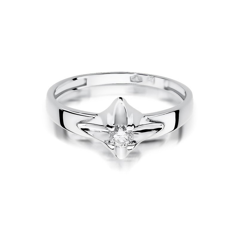 Pierścionek złoty 585 z brylantem 0,12ct zaręczynowy W-155