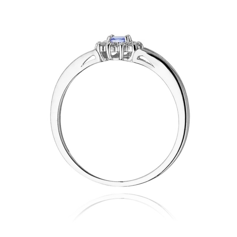 Pierścionek złoty 585 z brylantami 0,09ct tanzanitem 0,15ct W-118