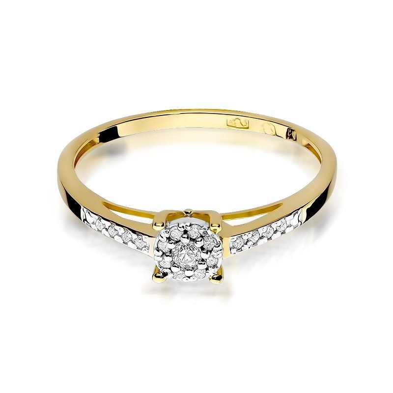 Pierścionek złoty 585 z brylantem 0,12ct zaręczynowy W-55